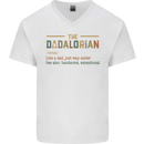 Fathers Day Dadalorian Funny Dad Daddy Mens V-Neck Cotton T-Shirt White