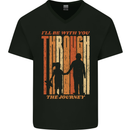 Fathers Day Daddy & Daughter Dad Papa Mens V-Neck Cotton T-Shirt Black