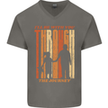 Fathers Day Daddy & Daughter Dad Papa Mens V-Neck Cotton T-Shirt Charcoal