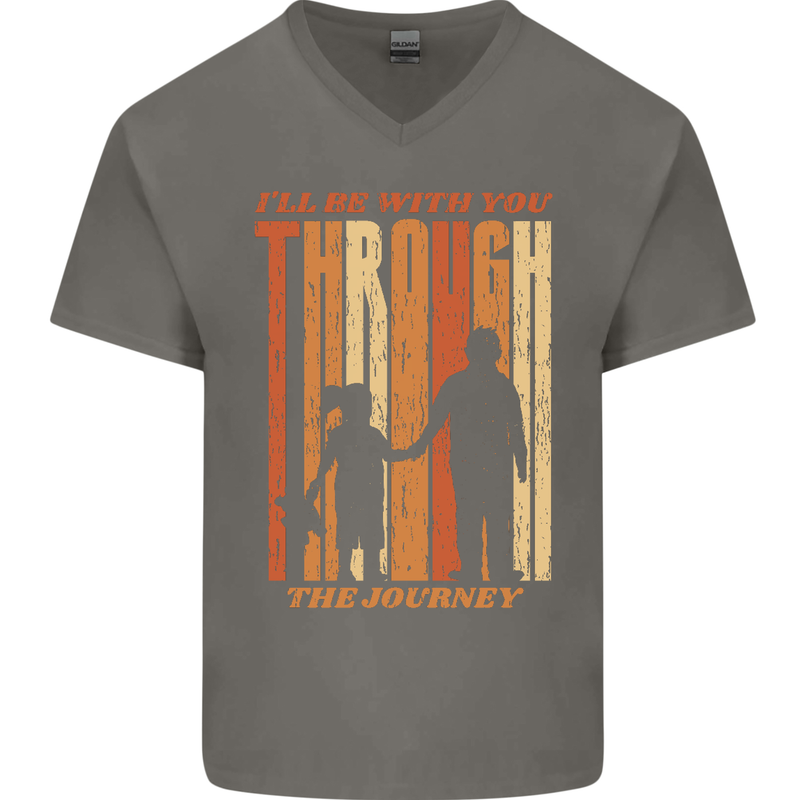 Fathers Day Daddy & Daughter Dad Papa Mens V-Neck Cotton T-Shirt Charcoal
