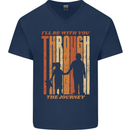 Fathers Day Daddy & Daughter Dad Papa Mens V-Neck Cotton T-Shirt Navy Blue