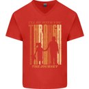 Fathers Day Daddy & Daughter Dad Papa Mens V-Neck Cotton T-Shirt Red