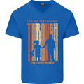 Fathers Day Daddy & Daughter Dad Papa Mens V-Neck Cotton T-Shirt Royal Blue