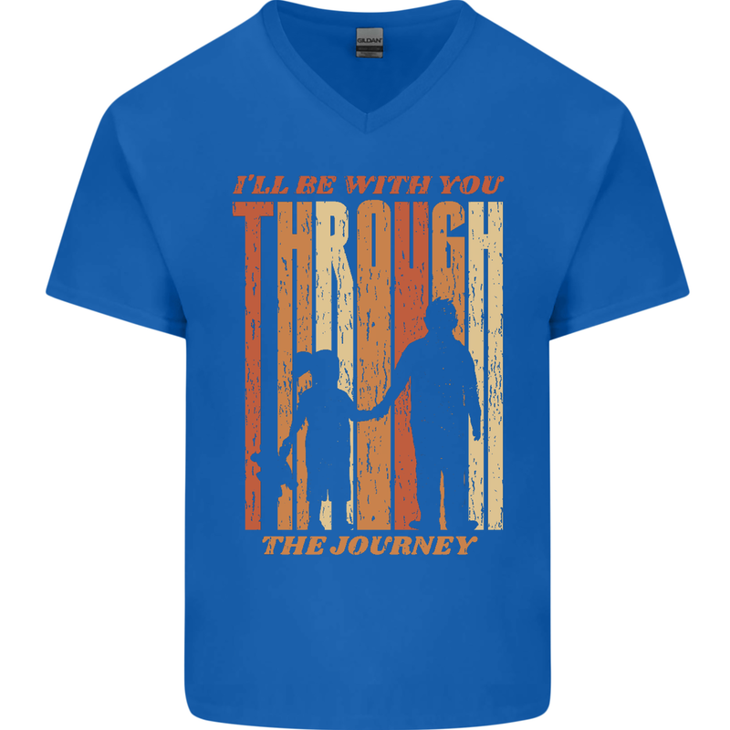 Fathers Day Daddy & Daughter Dad Papa Mens V-Neck Cotton T-Shirt Royal Blue