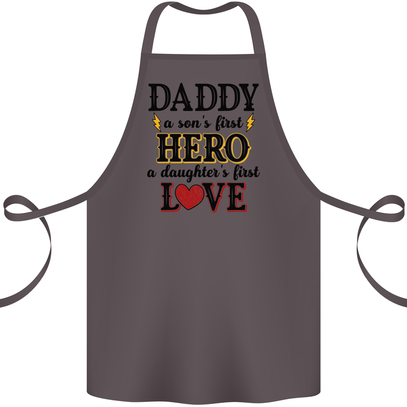 Fathers Day Daughter Love Son Hero Dad Cotton Apron 100% Organic Dark Grey