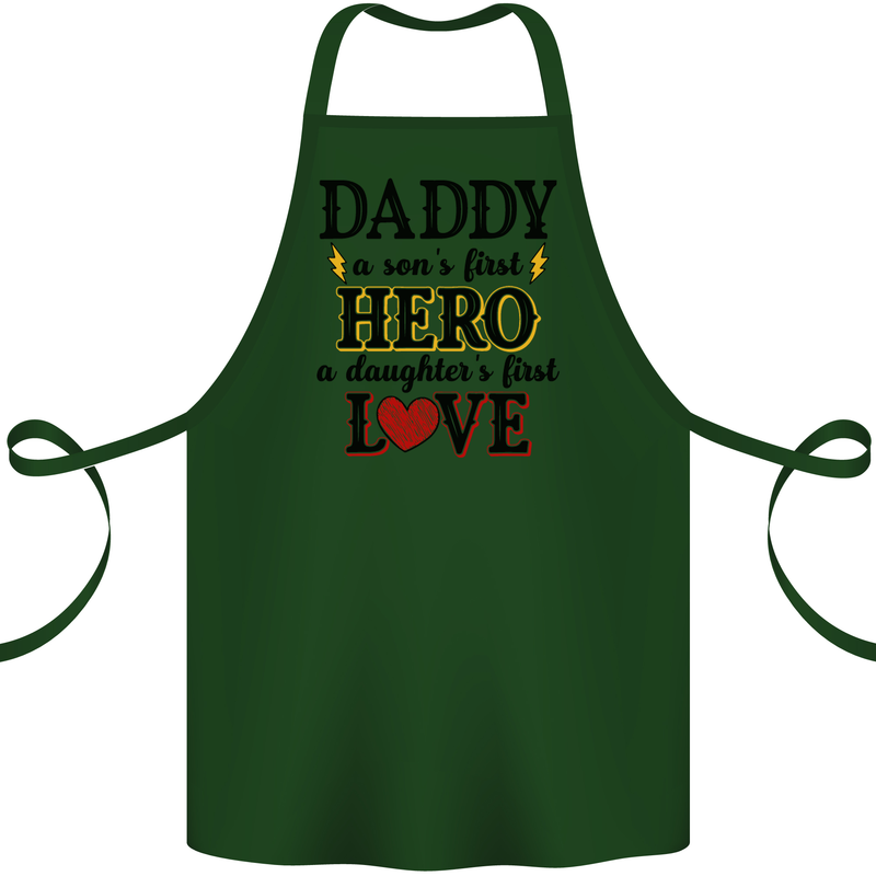 Fathers Day Daughter Love Son Hero Dad Cotton Apron 100% Organic Forest Green