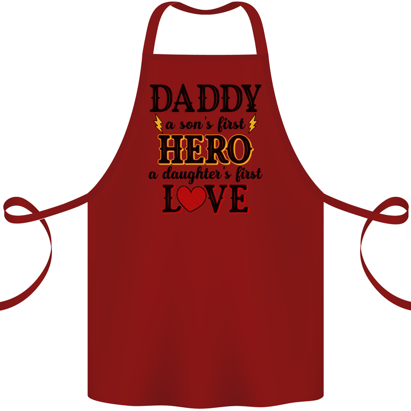 Fathers Day Daughter Love Son Hero Dad Cotton Apron 100% Organic Maroon