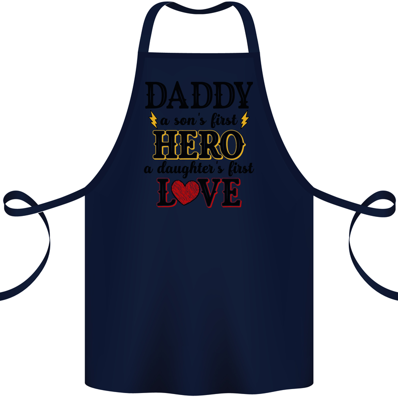 Fathers Day Daughter Love Son Hero Dad Cotton Apron 100% Organic Navy Blue