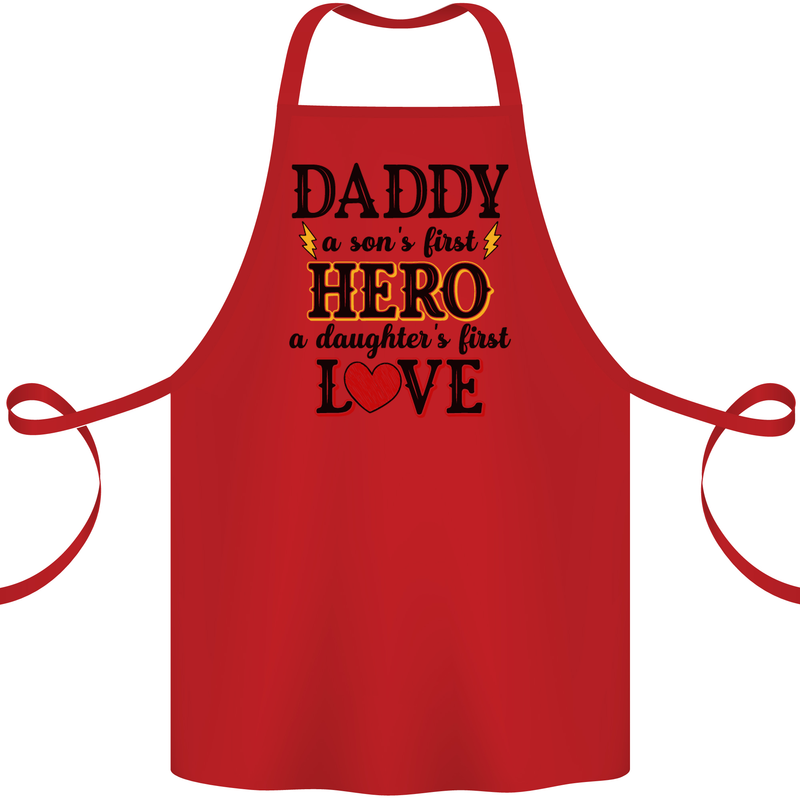 Fathers Day Daughter Love Son Hero Dad Cotton Apron 100% Organic Red