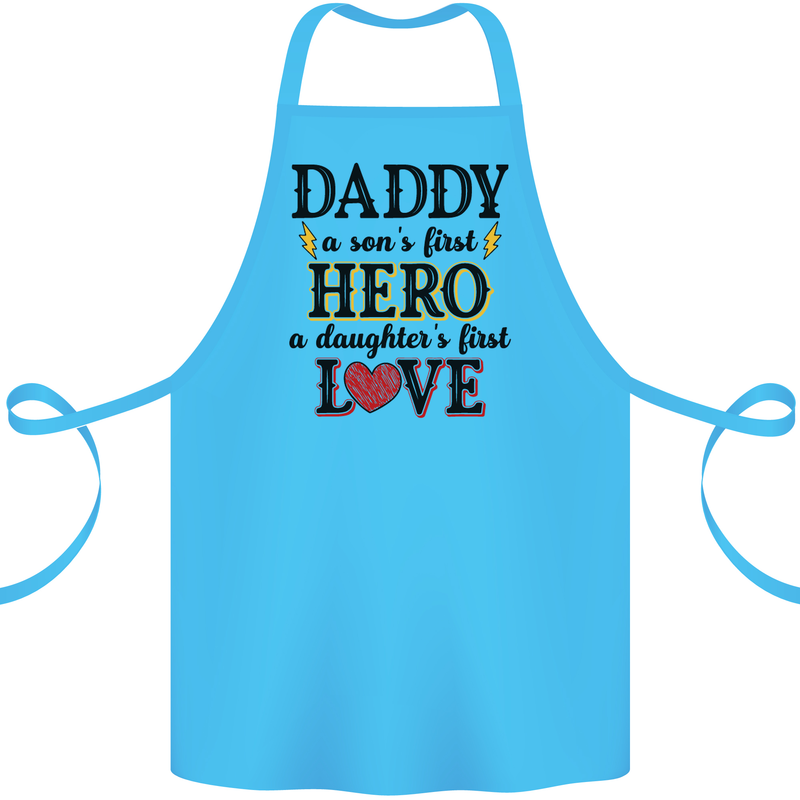Fathers Day Daughter Love Son Hero Dad Cotton Apron 100% Organic Turquoise