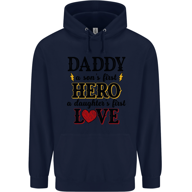 Fathers Day Daughter Love Son Hero Dad Mens 80% Cotton Hoodie Navy Blue