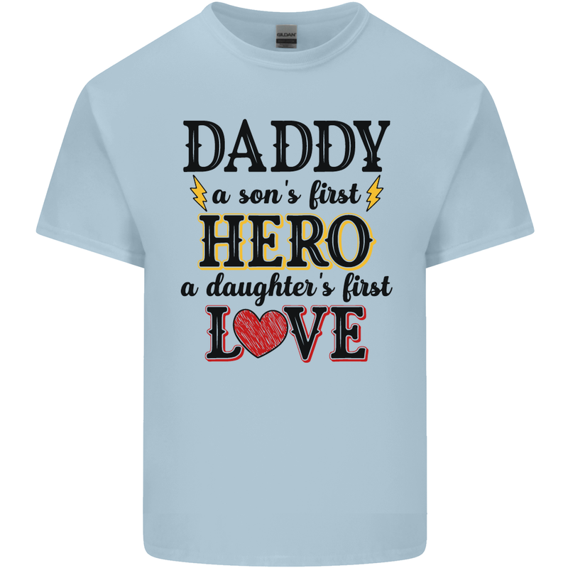 Fathers Day Daughter Love Son Hero Dad Mens Cotton T-Shirt Tee Top Light Blue