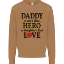Fathers Day Daughter Love Son Hero Dad Mens Sweatshirt Jumper Caramel Latte