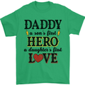 Fathers Day Daughter Love Son Hero Dad Mens T-Shirt Cotton Gildan Irish Green