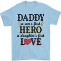 Fathers Day Daughter Love Son Hero Dad Mens T-Shirt Cotton Gildan Light Blue