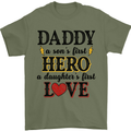 Fathers Day Daughter Love Son Hero Dad Mens T-Shirt Cotton Gildan Military Green