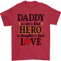 Fathers Day Daughter Love Son Hero Dad Mens T-Shirt Cotton Gildan Red