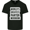 Fathers Day Farter Funny Flatulence Fart Mens V-Neck Cotton T-Shirt Black