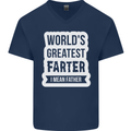 Fathers Day Farter Funny Flatulence Fart Mens V-Neck Cotton T-Shirt Navy Blue