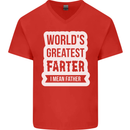 Fathers Day Farter Funny Flatulence Fart Mens V-Neck Cotton T-Shirt Red