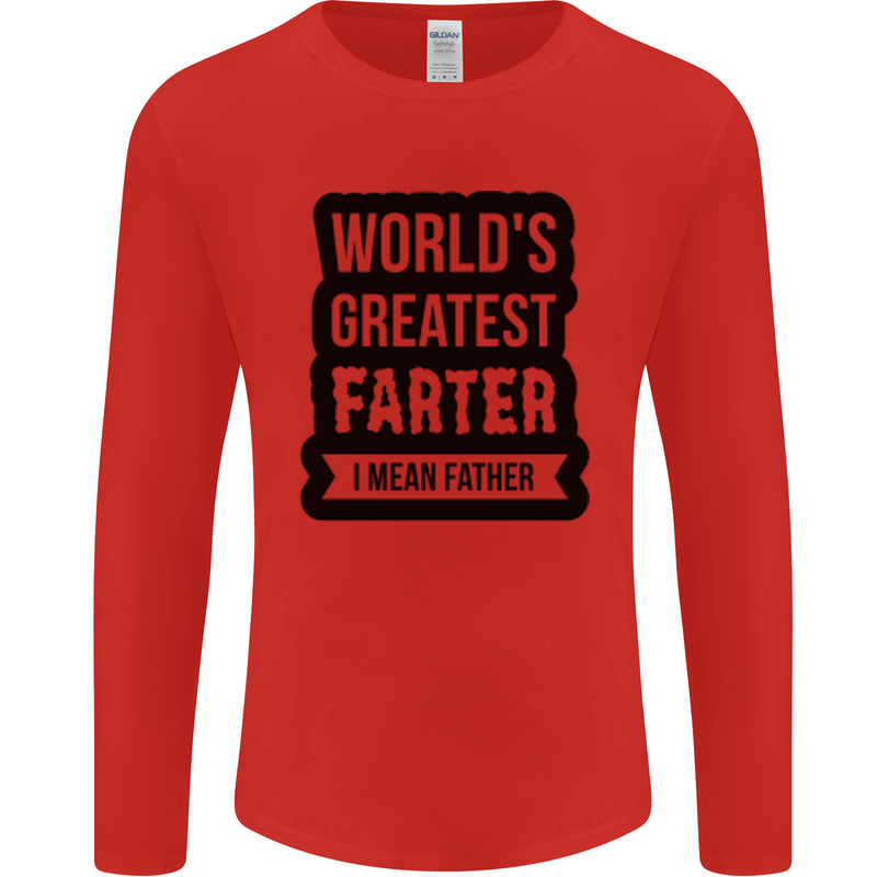 Fathers Day Farter Funny Flatulence Farting Mens Long Sleeve T-Shirt Red