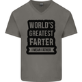 Fathers Day Farter Funny Flatulence Farting Mens V-Neck Cotton T-Shirt Charcoal