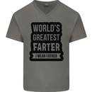 Fathers Day Farter Funny Flatulence Farting Mens V-Neck Cotton T-Shirt Charcoal