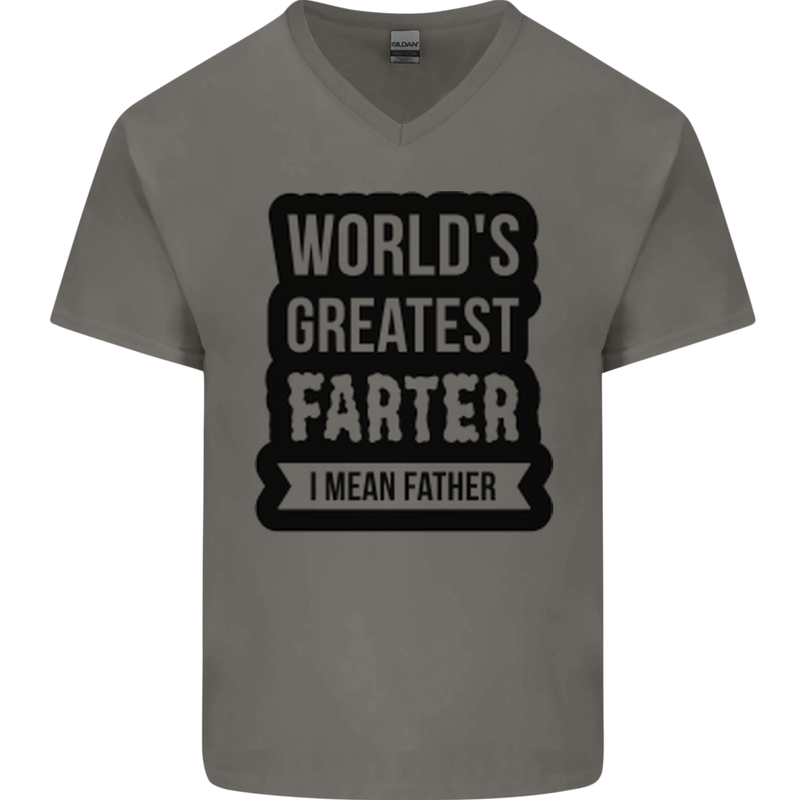 Fathers Day Farter Funny Flatulence Farting Mens V-Neck Cotton T-Shirt Charcoal