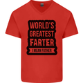 Fathers Day Farter Funny Flatulence Farting Mens V-Neck Cotton T-Shirt Red