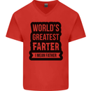 Fathers Day Farter Funny Flatulence Farting Mens V-Neck Cotton T-Shirt Red