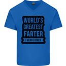 Fathers Day Farter Funny Flatulence Farting Mens V-Neck Cotton T-Shirt Royal Blue