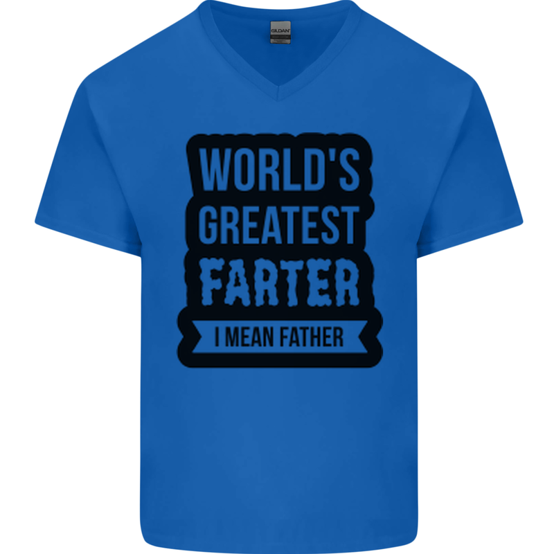 Fathers Day Farter Funny Flatulence Farting Mens V-Neck Cotton T-Shirt Royal Blue