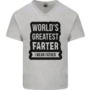 Fathers Day Farter Funny Flatulence Farting Mens V-Neck Cotton T-Shirt Sports Grey
