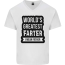 Fathers Day Farter Funny Flatulence Farting Mens V-Neck Cotton T-Shirt White