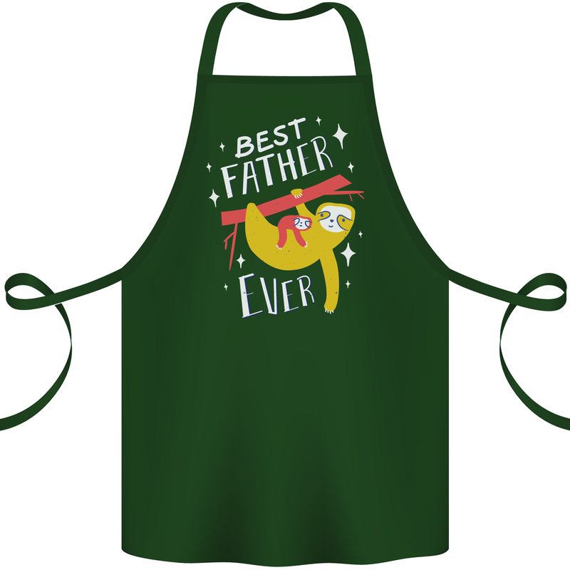 Fathers Day Funny Sloth Dad Daddy Cotton Apron 100% Organic Forest Green