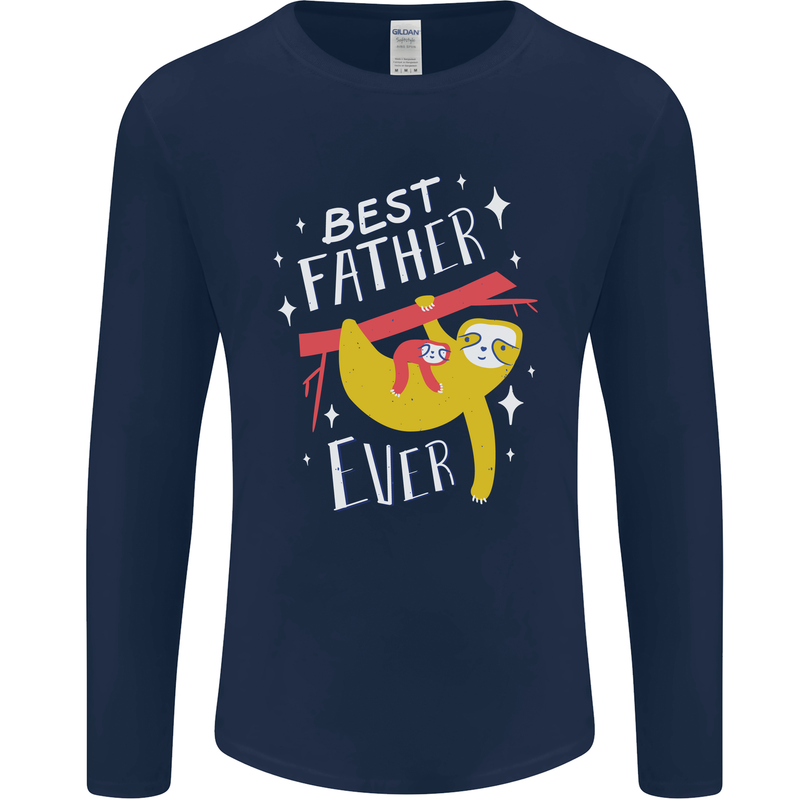 Fathers Day Funny Sloth Dad Daddy Mens Long Sleeve T-Shirt Navy Blue