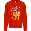 Fathers Day Funny Sloth Dad Daddy Mens Sweatshirt Jumper Bright Red