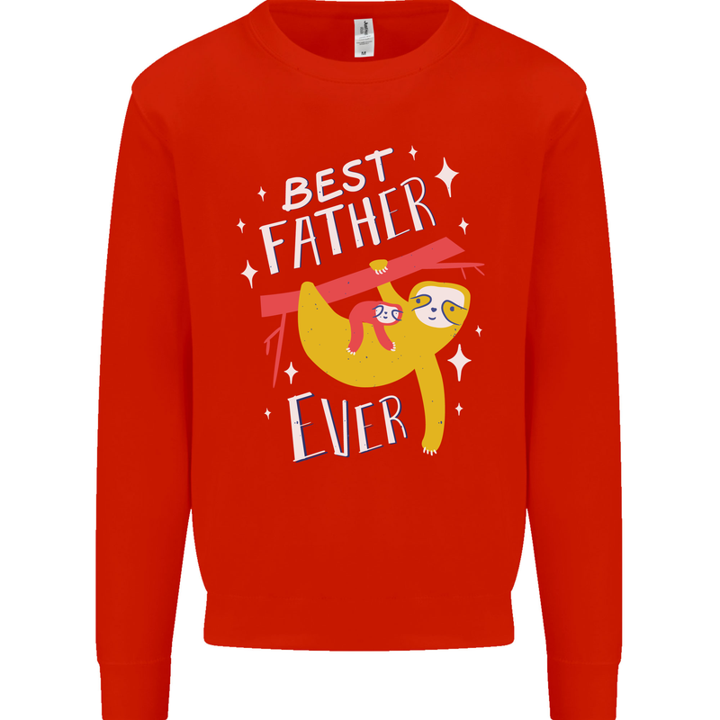 Fathers Day Funny Sloth Dad Daddy Mens Sweatshirt Jumper Bright Red