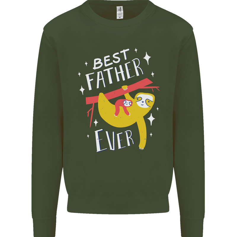 Fathers Day Funny Sloth Dad Daddy Mens Sweatshirt Jumper Forest Green