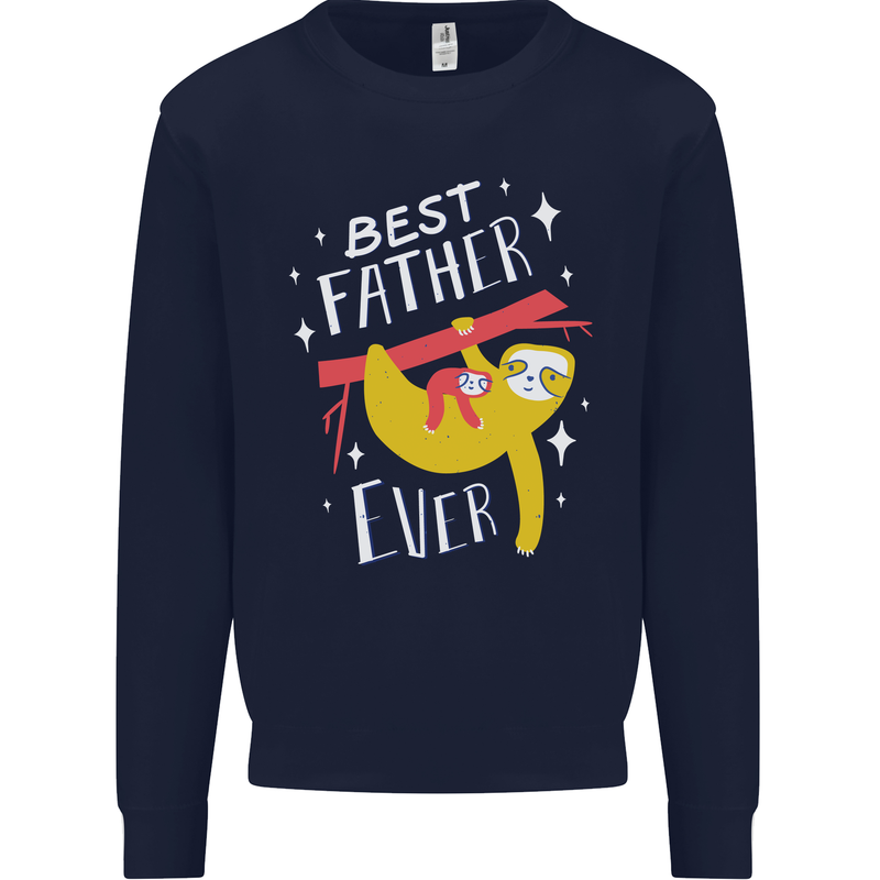 Fathers Day Funny Sloth Dad Daddy Mens Sweatshirt Jumper Navy Blue