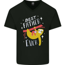 Fathers Day Funny Sloth Dad Daddy Mens V-Neck Cotton T-Shirt Black