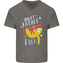 Fathers Day Funny Sloth Dad Daddy Mens V-Neck Cotton T-Shirt Charcoal