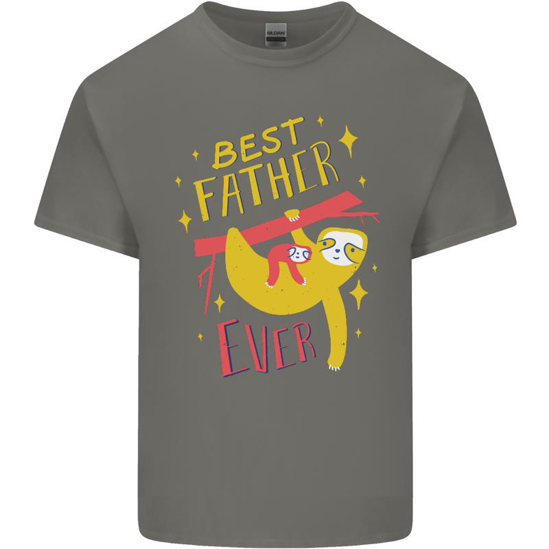 Fathers Day Funny Sloth Dad Daddy Papa Mens Cotton T-Shirt Tee Top Charcoal