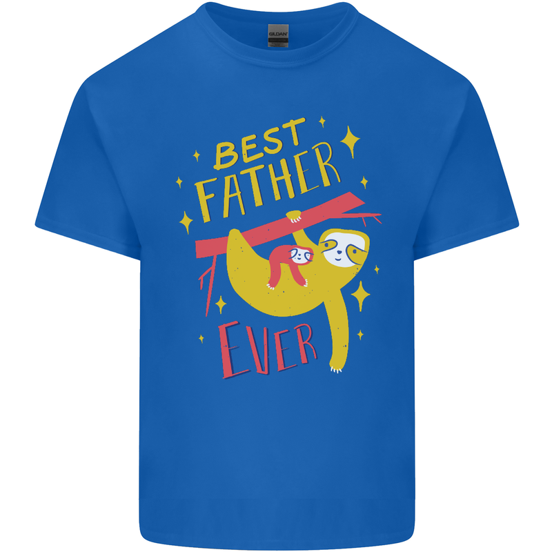 Fathers Day Funny Sloth Dad Daddy Papa Mens Cotton T-Shirt Tee Top Royal Blue