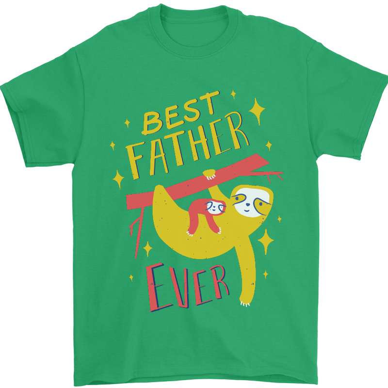 Fathers Day Funny Sloth Dad Daddy Papa Mens T-Shirt Cotton Gildan Irish Green
