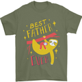 Fathers Day Funny Sloth Dad Daddy Papa Mens T-Shirt Cotton Gildan Military Green