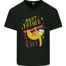 Fathers Day Funny Sloth Dad Daddy Papa Mens V-Neck Cotton T-Shirt Black
