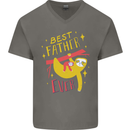 Fathers Day Funny Sloth Dad Daddy Papa Mens V-Neck Cotton T-Shirt Charcoal