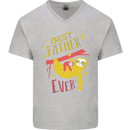 Fathers Day Funny Sloth Dad Daddy Papa Mens V-Neck Cotton T-Shirt Sports Grey