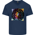 Fathers Day Gaming Mens V-Neck Cotton T-Shirt Navy Blue